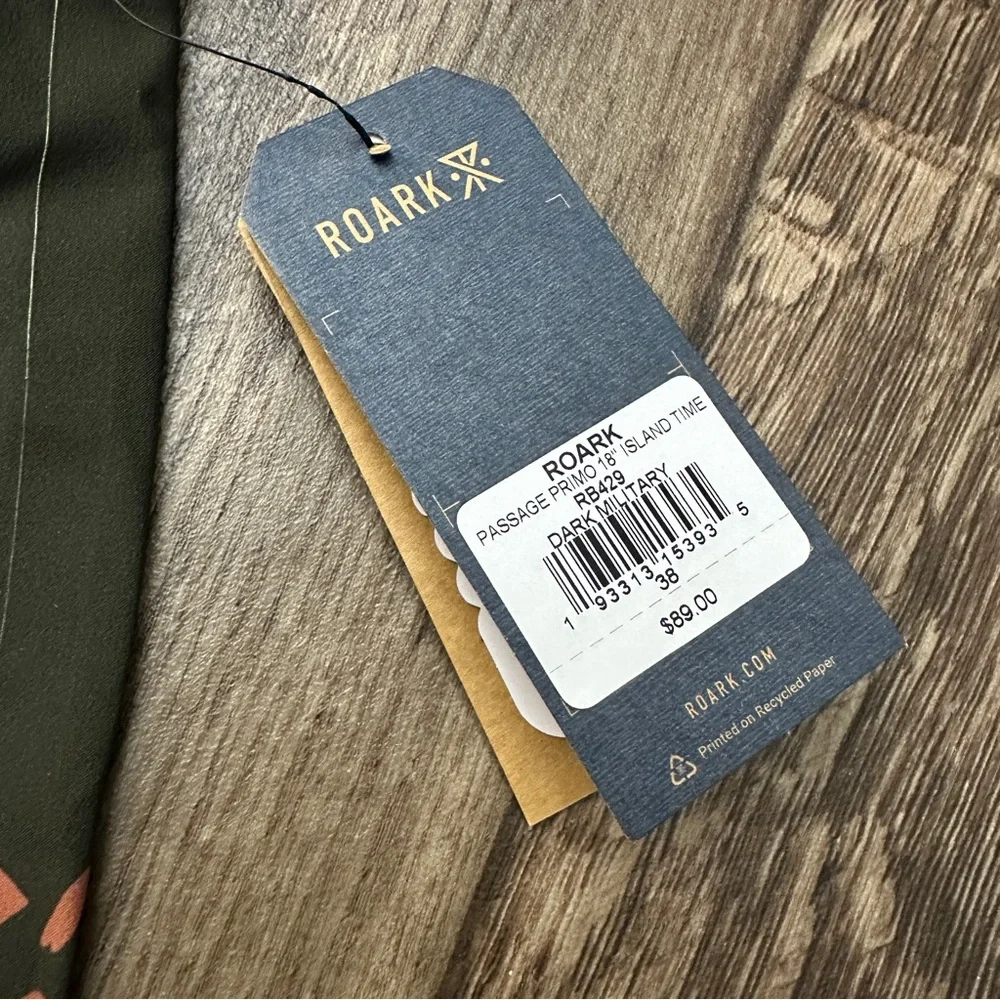 Roark Passage Primo 18” Island Time Boardshorts Surf Men’s Size 38 Dark Military